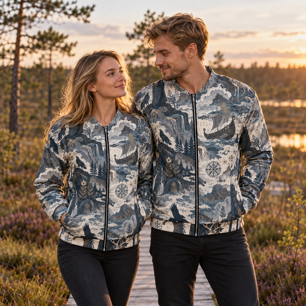 Unisex Jacket, Norse-Inspired All-Over Print | 100% Polyester